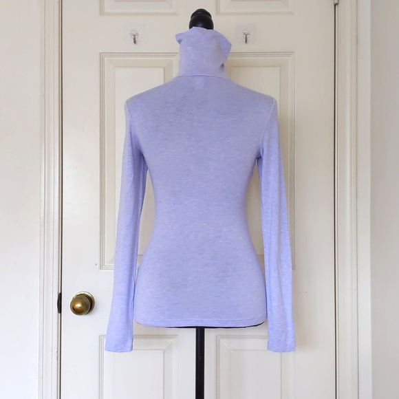 NWOT. H&M Rayon and Spandex Multicolor Light Purple Turtleneck Long Sleeve Top. - Picture 2 of 4